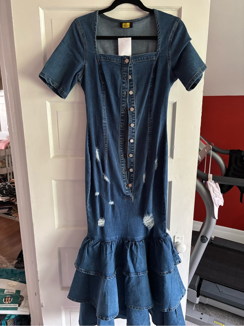 Denim ruffles dress